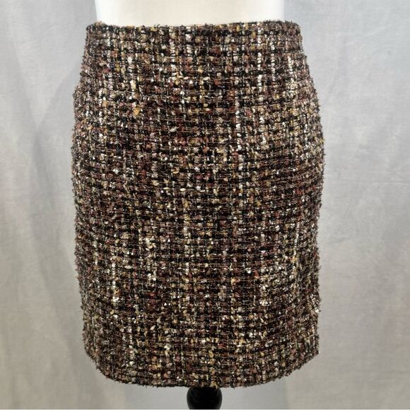 Boston Proper neutrals tweed metallic mini skirt size 0 - Picture 3 of 8